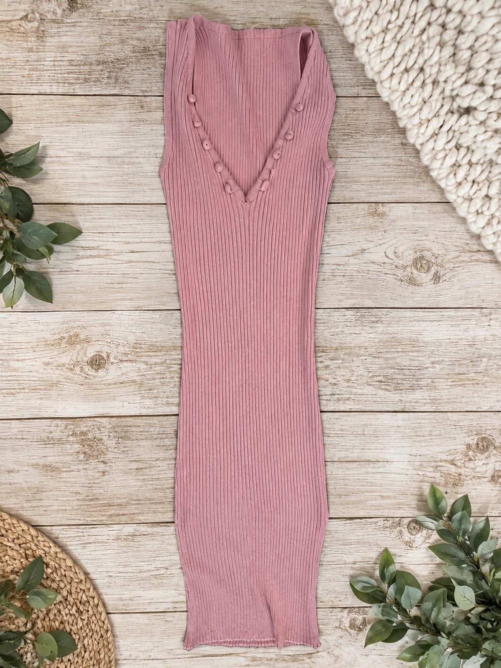 U2B Ribbed Maxi Dress in Pink Size Medium